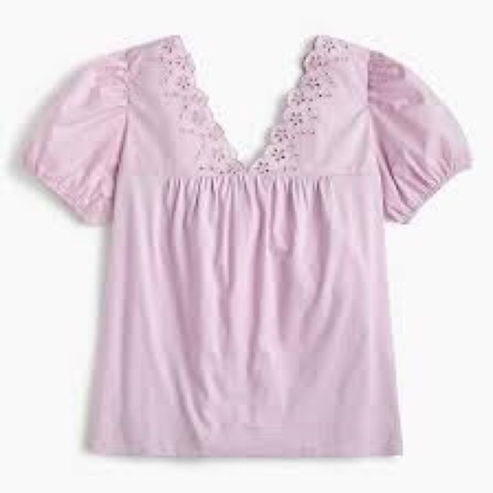 J. Crew Eyelet Top with Puff Sleeves